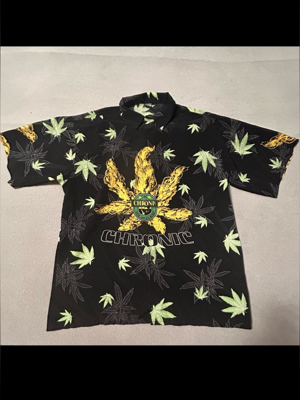 Vintage Cruizin Low Marijuana Pot Leaf Weed Chronic Button Shirt - Mens Size XXL